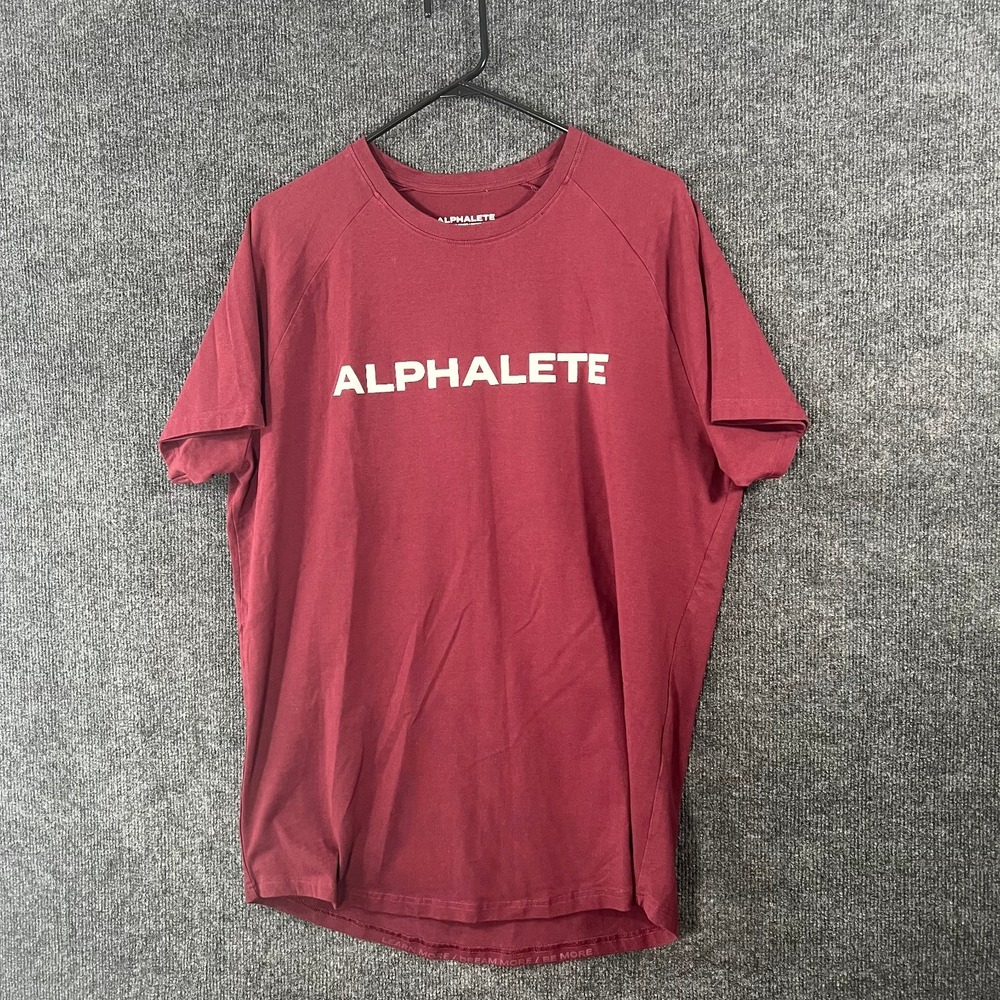 Alphalete Athletics Men's XL Short Sleeve Performance T-Shirt Burgundy Red Gym